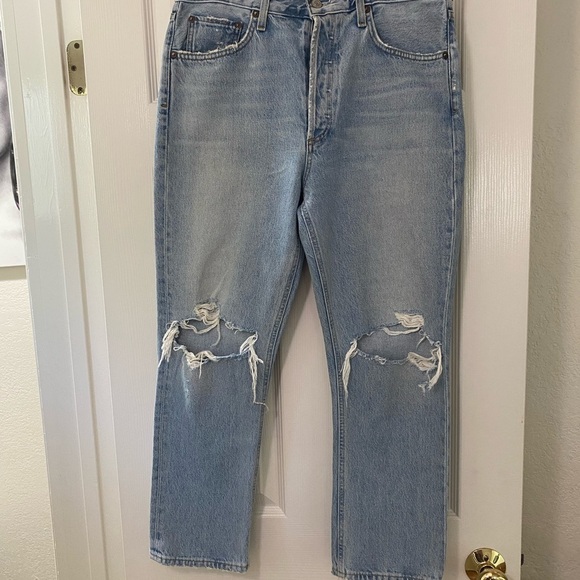 Title:
AGOLDE 90s Distressed High Rise Straight Jeans Size 30 - Picture 4 of 8